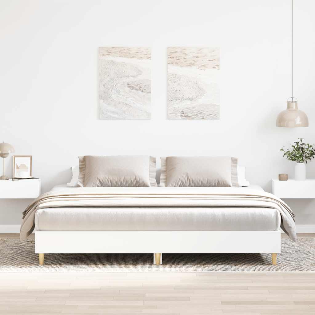 vidaXL Rama łóżka bez materaca Biała 160x200cm Drewno klejone