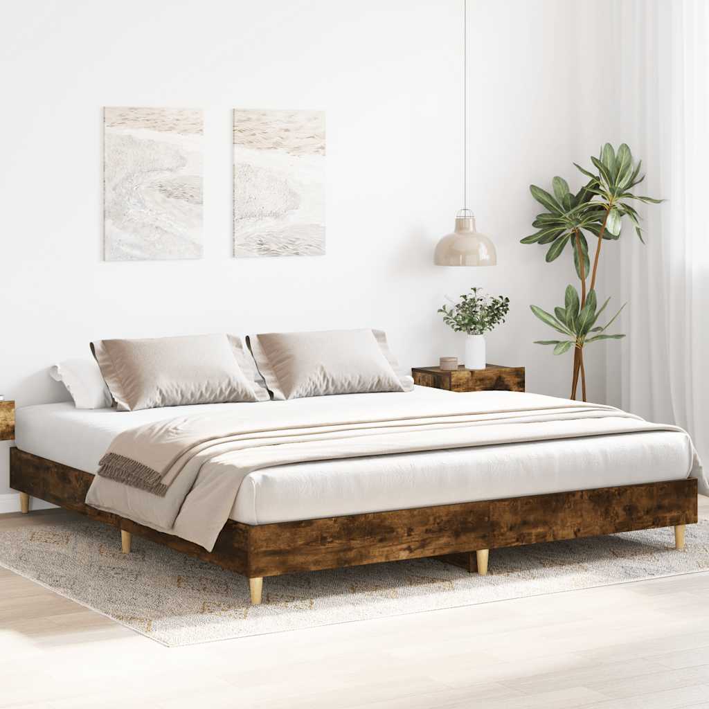 vidaXL Rama łóżka bez materaca dąb wędzony 160x200cm drewno klejone