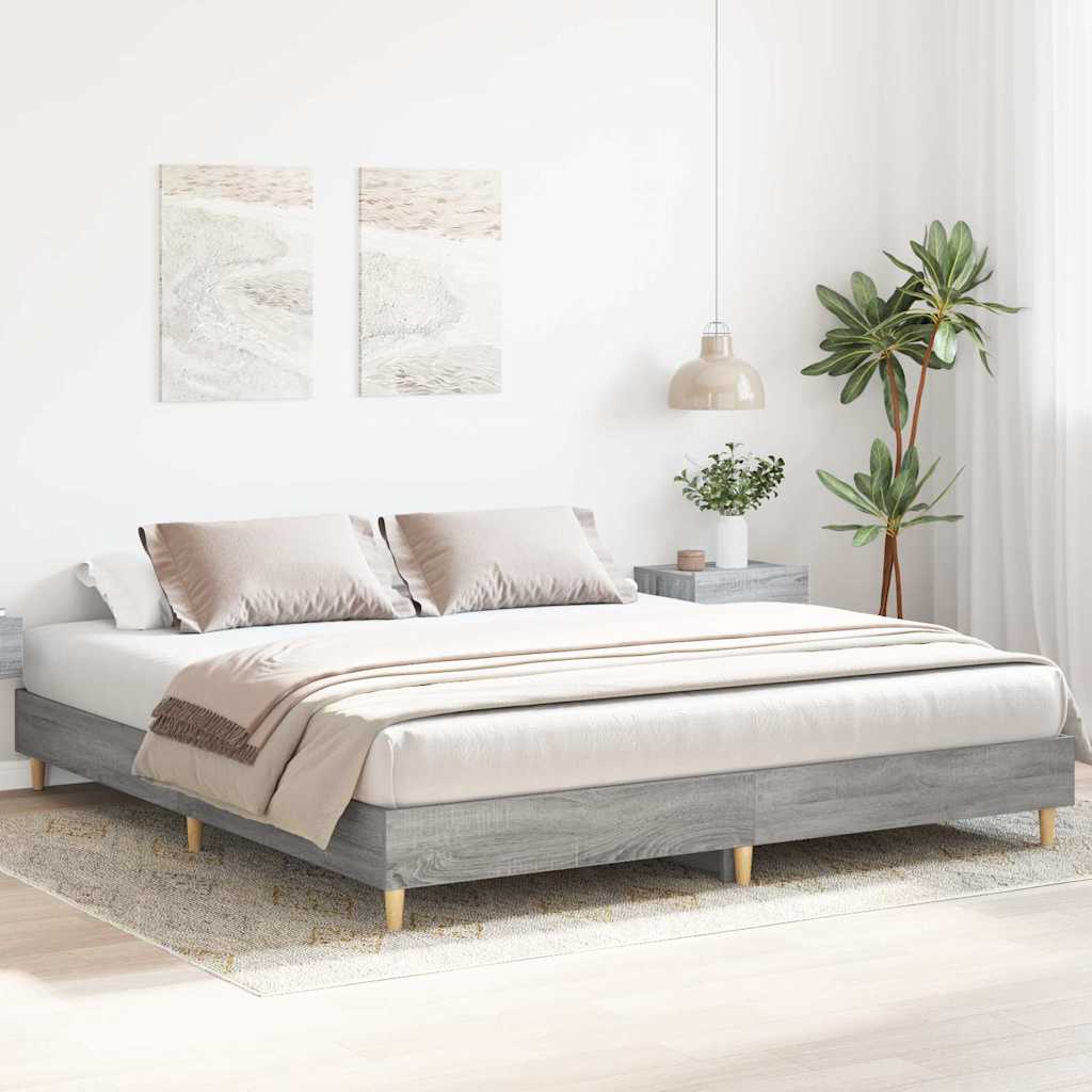 vidaXL Rama łóżka bez materaca Szary Sonoma 160x200cm Drewno klejone