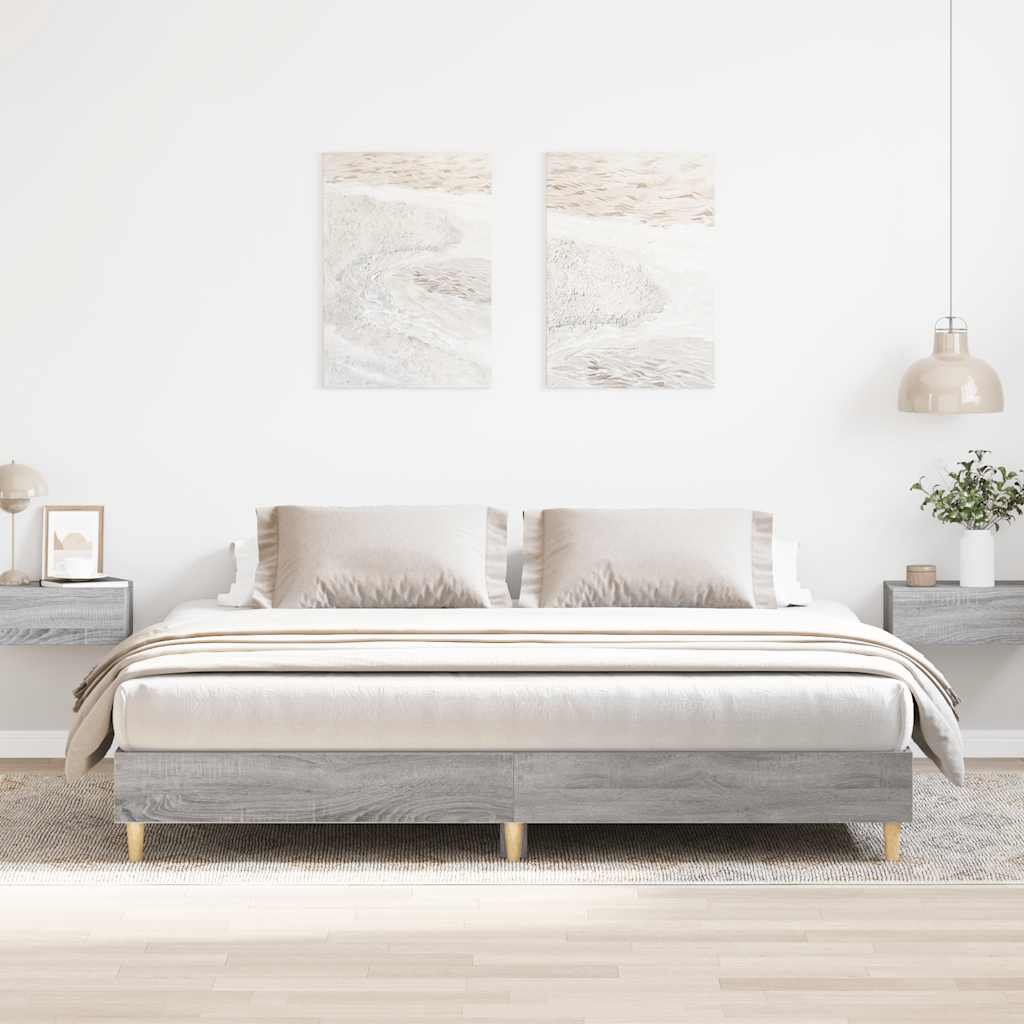 vidaXL Rama łóżka bez materaca Szary Sonoma 160x200cm Drewno klejone