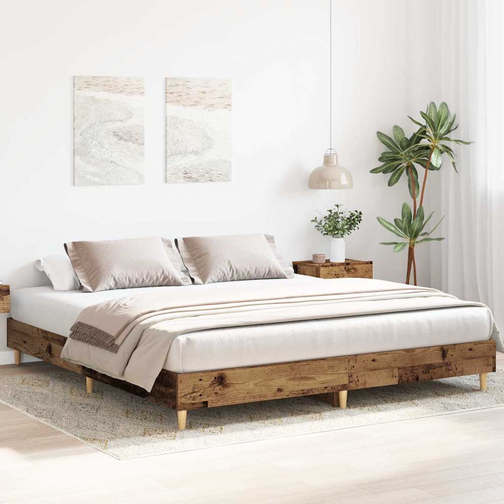 vidaXL Rama łóżka bez materaca Stare drewno 160x200cm Drewno klejone