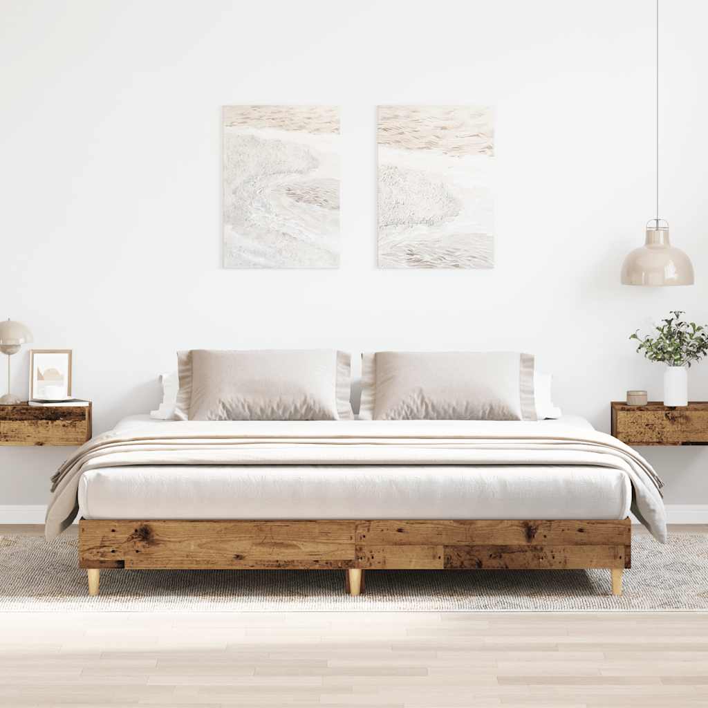 vidaXL Rama łóżka bez materaca Stare drewno 160x200cm Drewno klejone