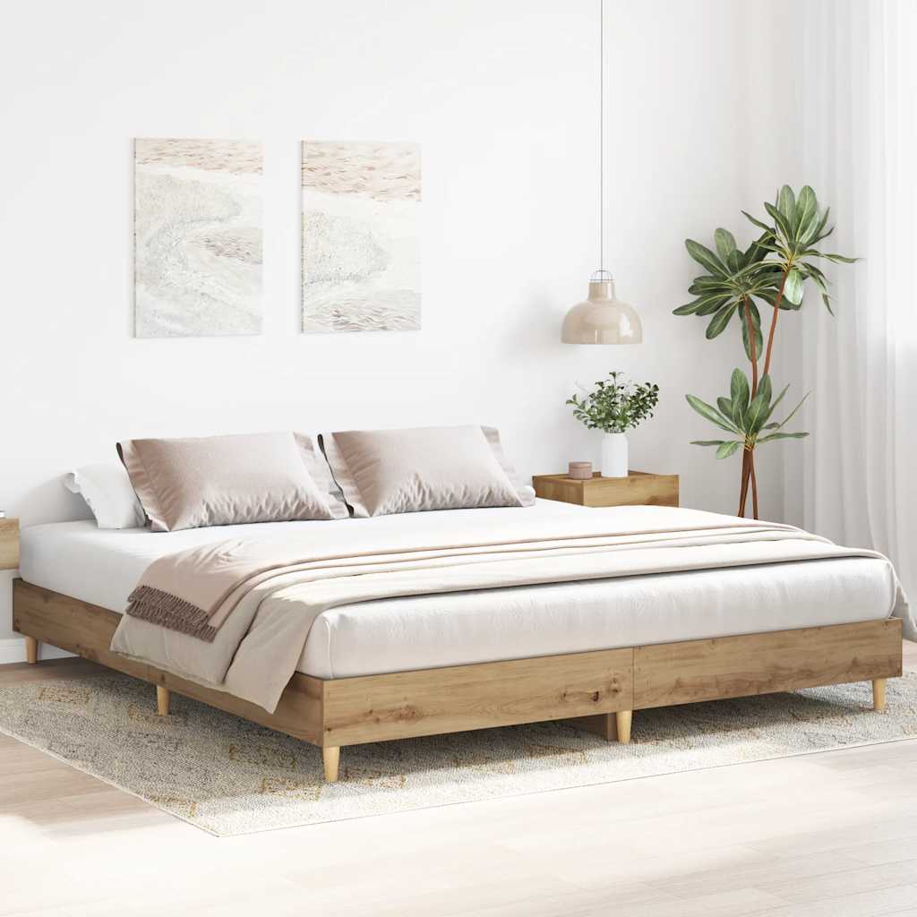 vidaXL Rama łóżka bez materaca Artisan Oak 160x200cm Drewno klejone
