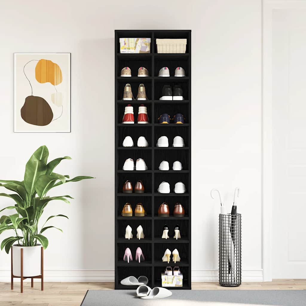 vidaXL Szafka na buty Czarny dąb 54x34x183 cm Drewno klejone