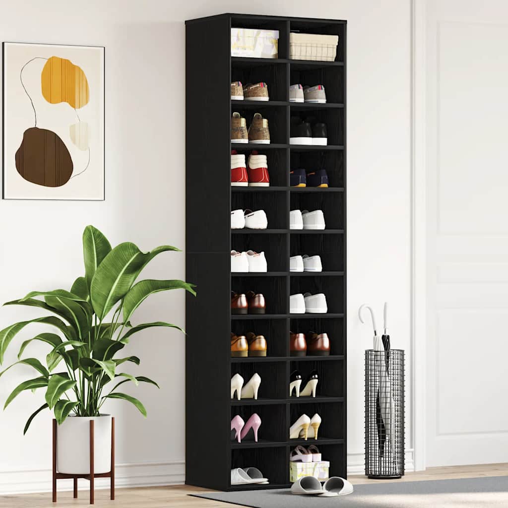 vidaXL Szafka na buty Czarny dąb 54x34x183 cm Drewno klejone