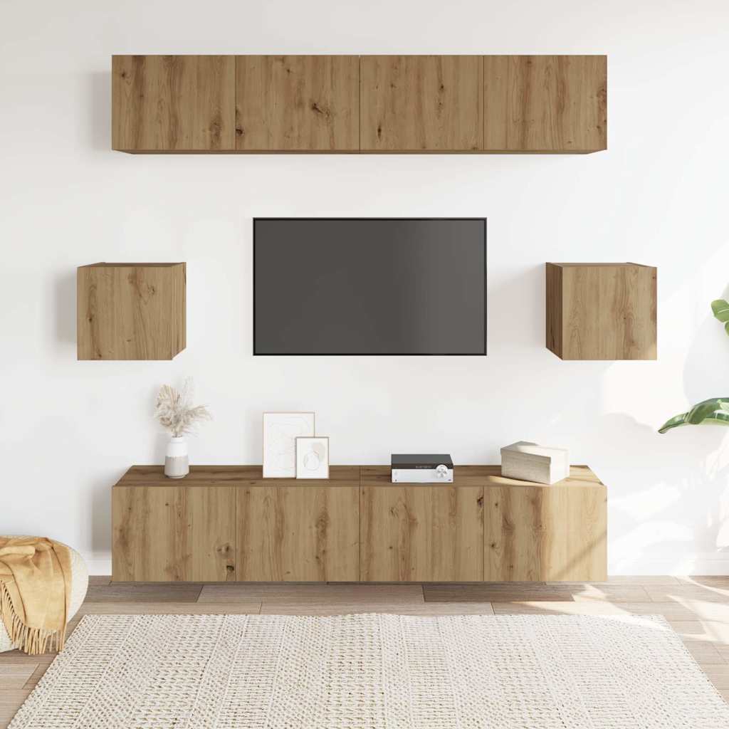 vidaXL 6-cz. zestaw szafek TV, dąb artisan, materiał drewnopochodny