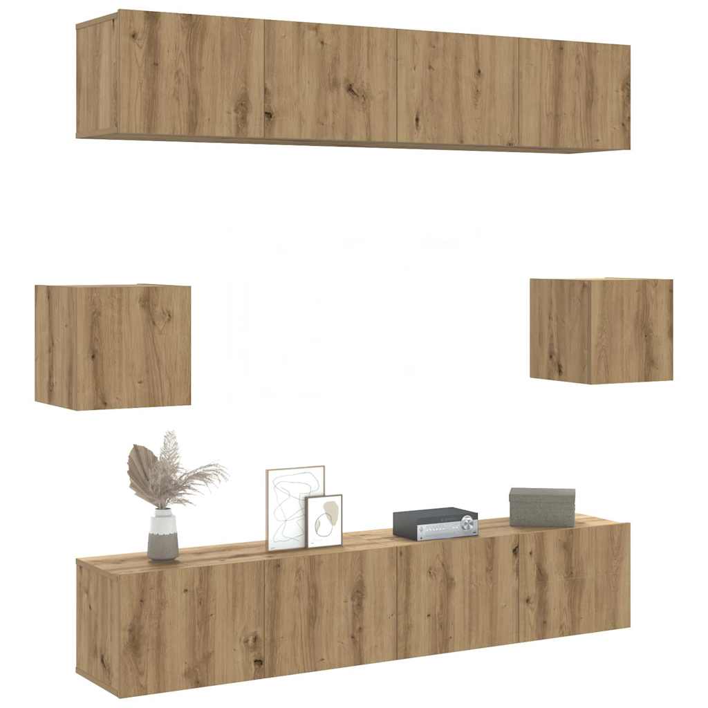 vidaXL 6-cz. zestaw szafek TV, dąb artisan, materiał drewnopochodny