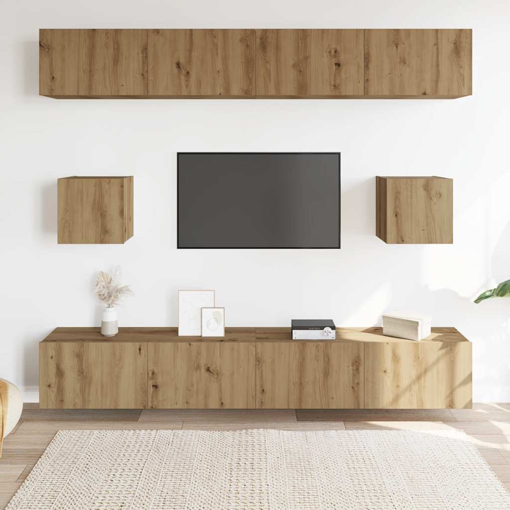 vidaXL 6-cz. zestaw szafek TV, dąb artisan, materiał drewnopochodny