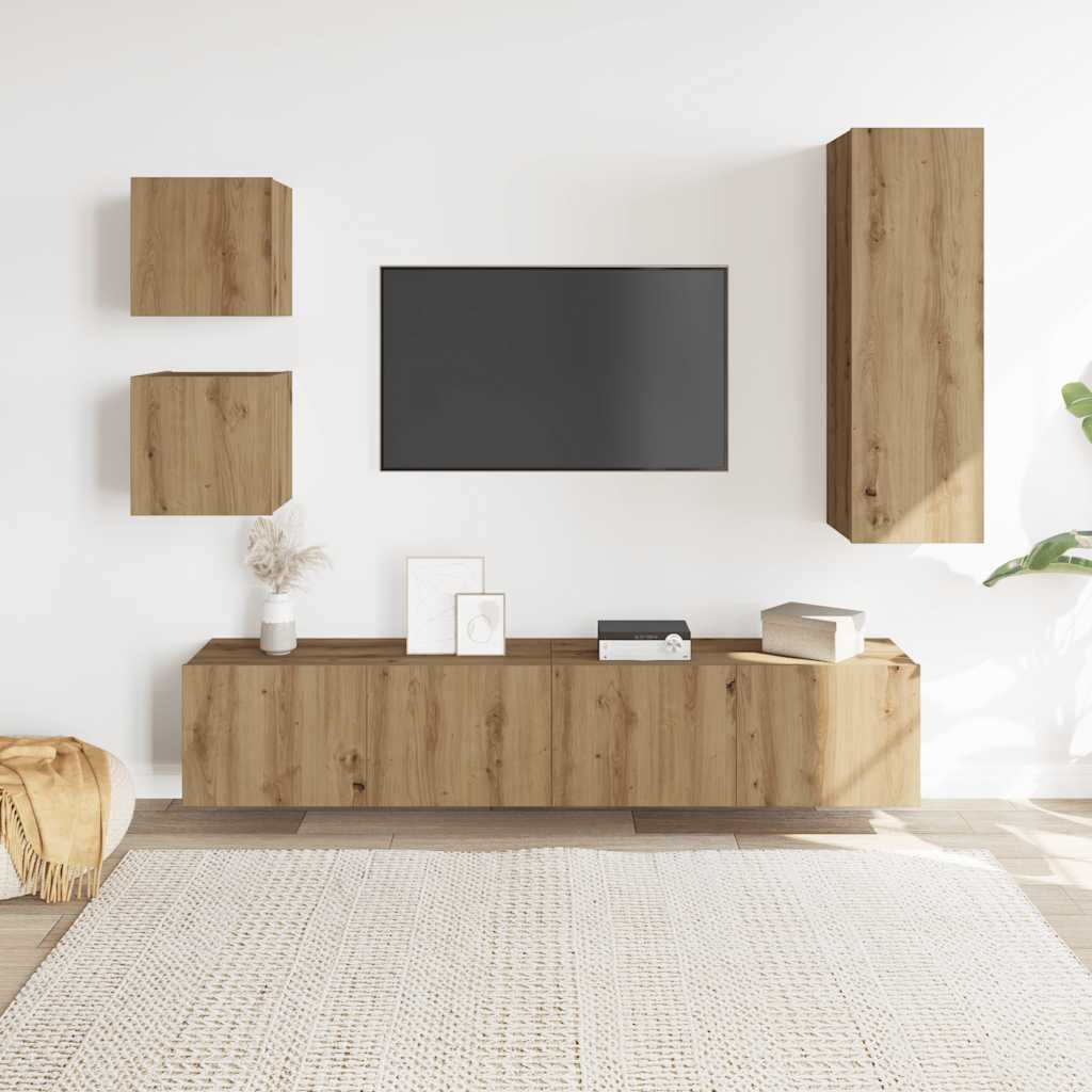 vidaXL 5-cz. zestaw szafek TV, dąb artisan, materiał drewnopochodny