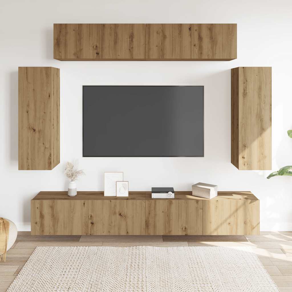 vidaXL 6-cz. zestaw szafek TV, dąb artisan, materiał drewnopochodny