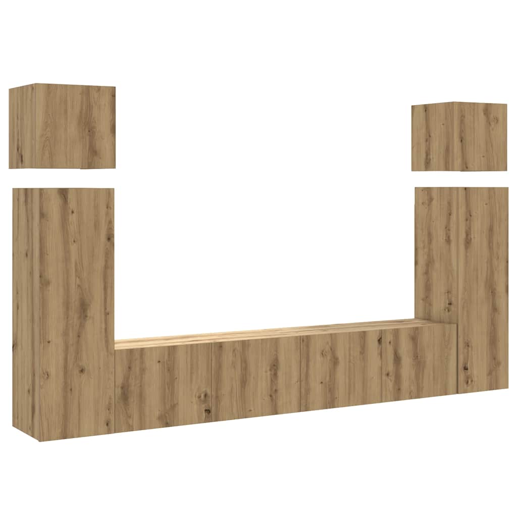 vidaXL 8-cz. zestaw szafek TV, dąb artisan, materiał drewnopochodny