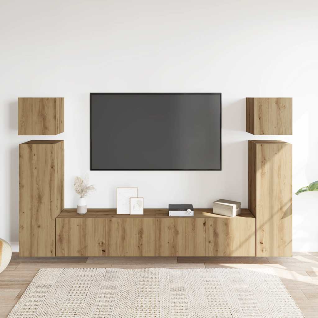 vidaXL 8-cz. zestaw szafek TV, dąb artisan, materiał drewnopochodny