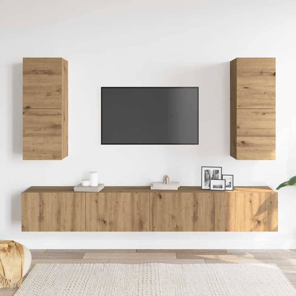 vidaXL 4-cz. zestaw szafek TV, dąb artisan, materiał drewnopochodny