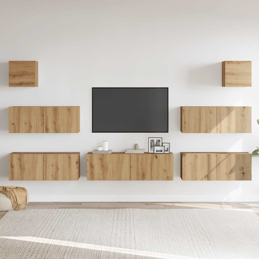 vidaXL 7-cz. zestaw szafek TV, dąb artisan, materiał drewnopochodny