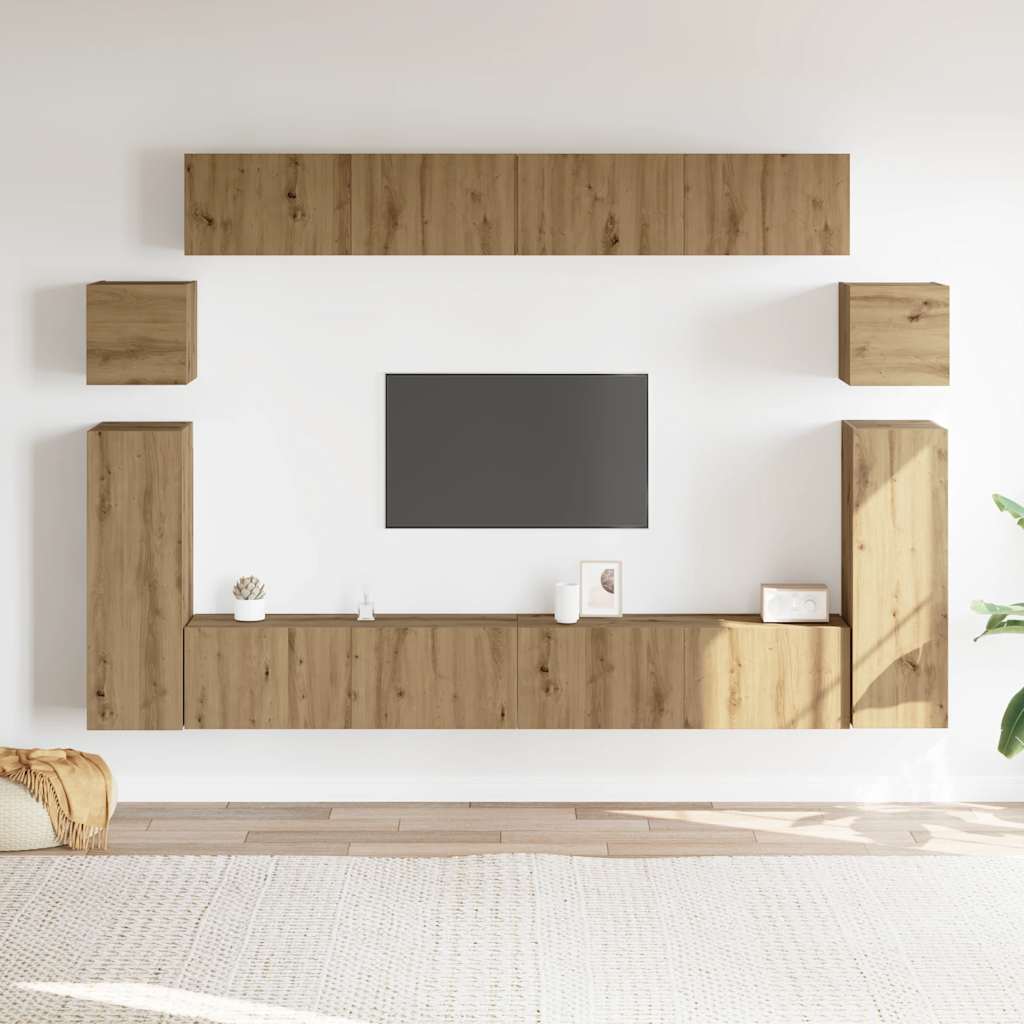 vidaXL 8-cz. zestaw szafek TV, dąb artisan, materiał drewnopochodny
