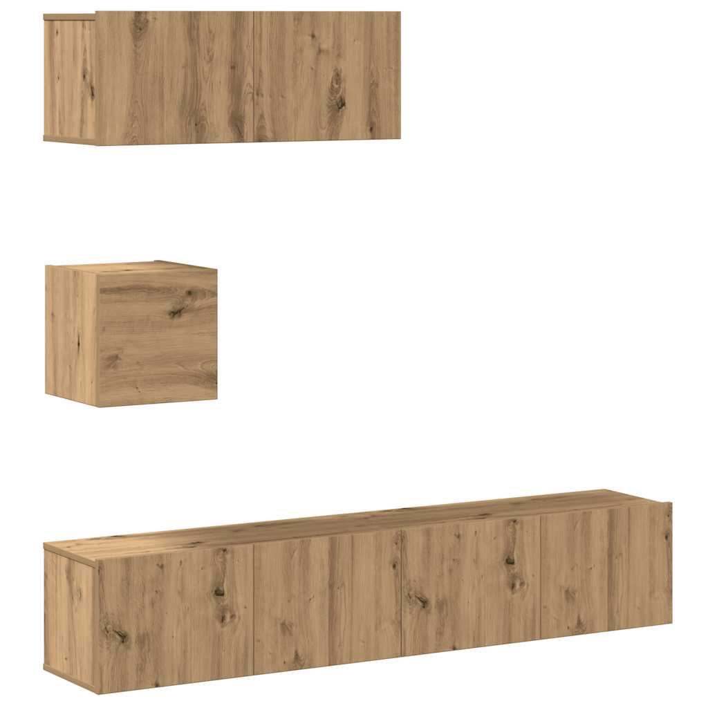 vidaXL 4-cz. zestaw szafek TV, dąb artisan, materiał drewnopochodny