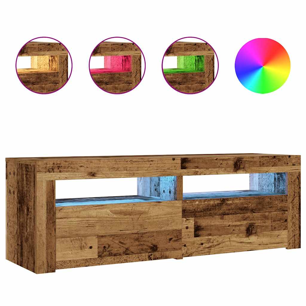 vidaXL Szafki nocne z LED, 2 szt., stare drewno, 60x35x40 cm