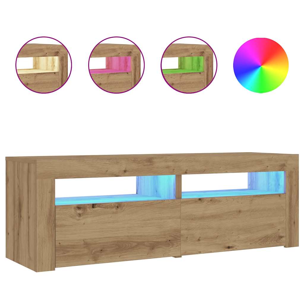vidaXL Szafki nocne z LED, 2 szt., dąb artisan, 60x35x40 cm