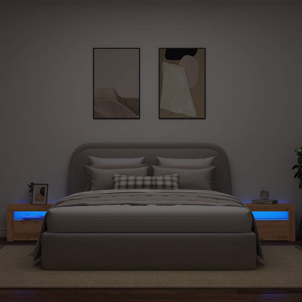 vidaXL Szafki nocne z LED, 2 szt., dąb artisan, 60x35x40 cm