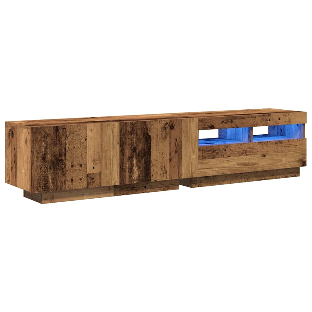 vidaXL Szafka pod TV z oświetleniem LED, stare drewno, 180x35x40 cm