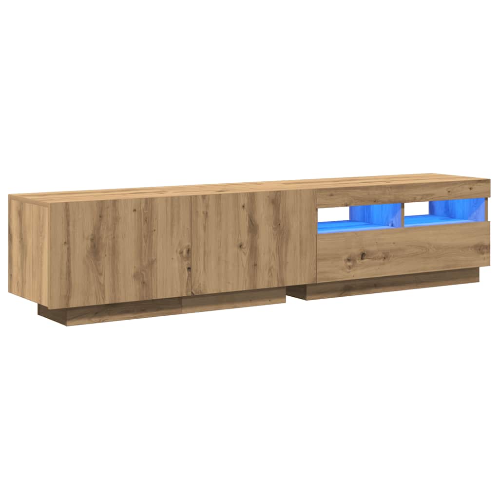 vidaXL Szafka pod TV z oświetleniem LED, dąb artisan, 180x35x40 cm