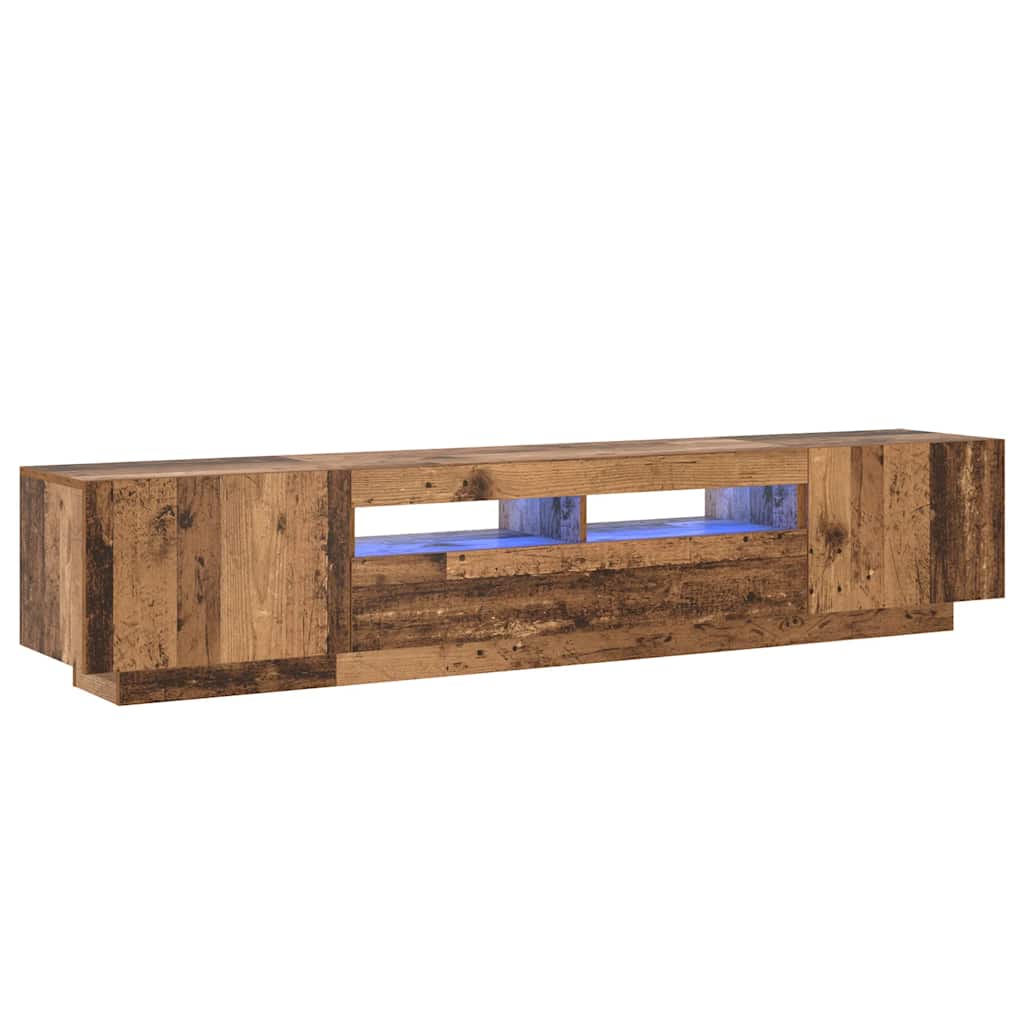 vidaXL Szafka pod TV z oświetleniem LED, stare drewno, 200x35x40 cm