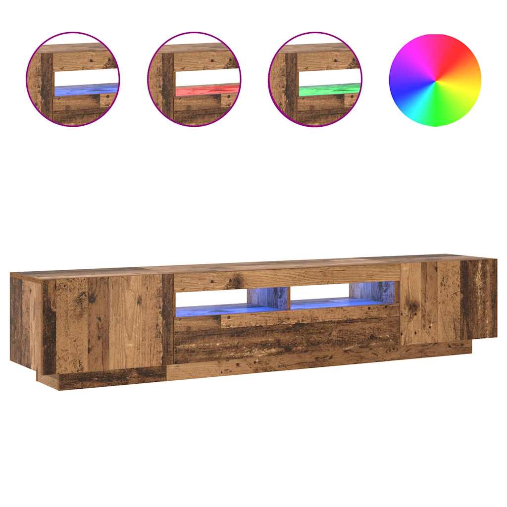 vidaXL Szafka pod TV z oświetleniem LED, stare drewno, 200x35x40 cm