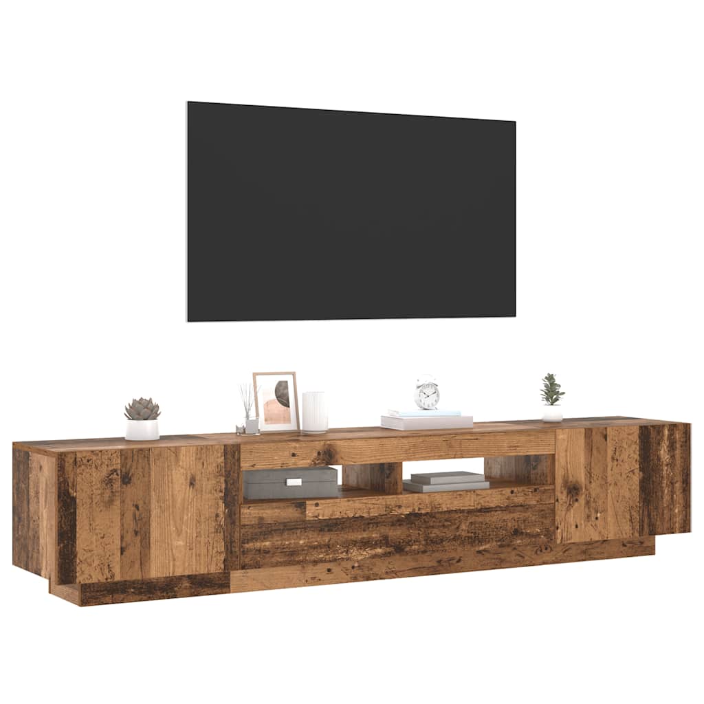vidaXL Szafka pod TV z oświetleniem LED, stare drewno, 200x35x40 cm