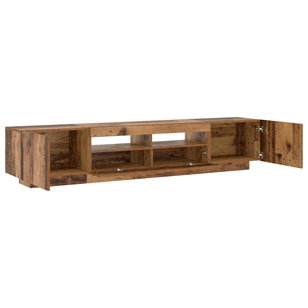 vidaXL Szafka pod TV z oświetleniem LED, stare drewno, 200x35x40 cm
