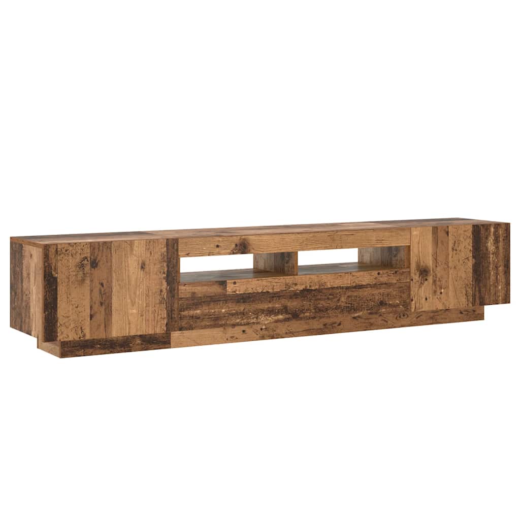 vidaXL Szafka pod TV z oświetleniem LED, stare drewno, 200x35x40 cm