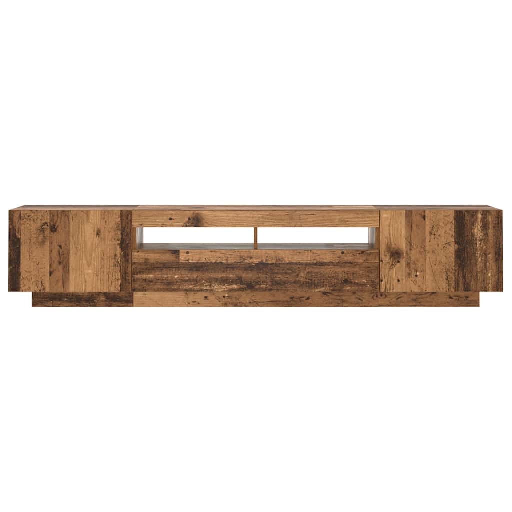 vidaXL Szafka pod TV z oświetleniem LED, stare drewno, 200x35x40 cm