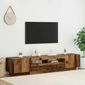 vidaXL Szafka pod TV z oświetleniem LED, stare drewno, 200x35x40 cm