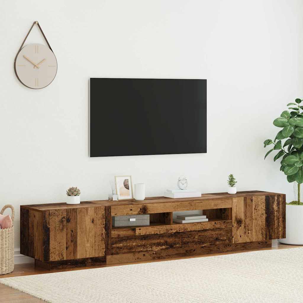 vidaXL Szafka pod TV z oświetleniem LED, stare drewno, 200x35x40 cm
