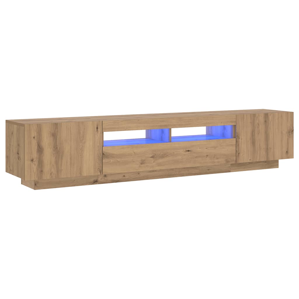 vidaXL Szafka pod TV z oświetleniem LED, dąb artisan, 200x35x40 cm
