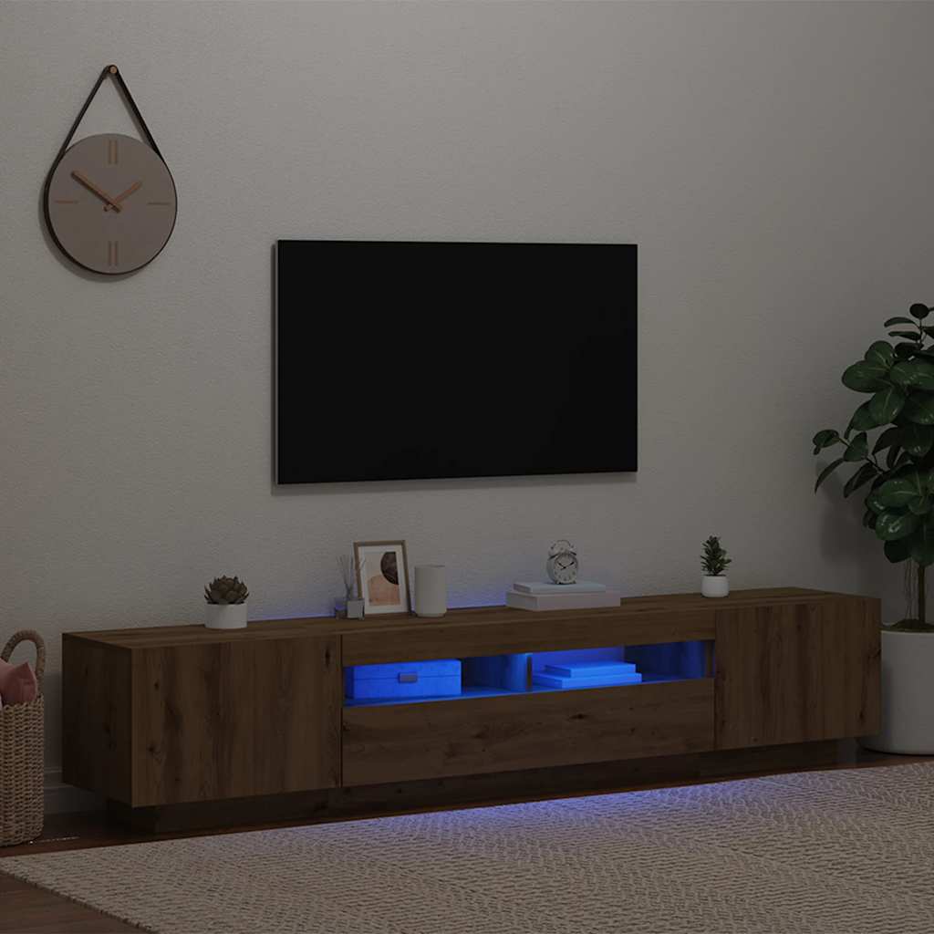 vidaXL Szafka pod TV z oświetleniem LED, dąb artisan, 200x35x40 cm