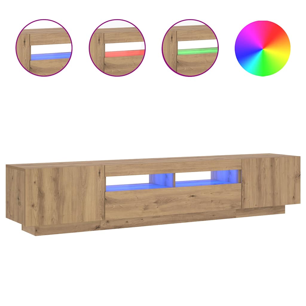 vidaXL Szafka pod TV z oświetleniem LED, dąb artisan, 200x35x40 cm