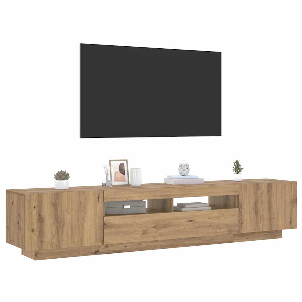 vidaXL Szafka pod TV z oświetleniem LED, dąb artisan, 200x35x40 cm