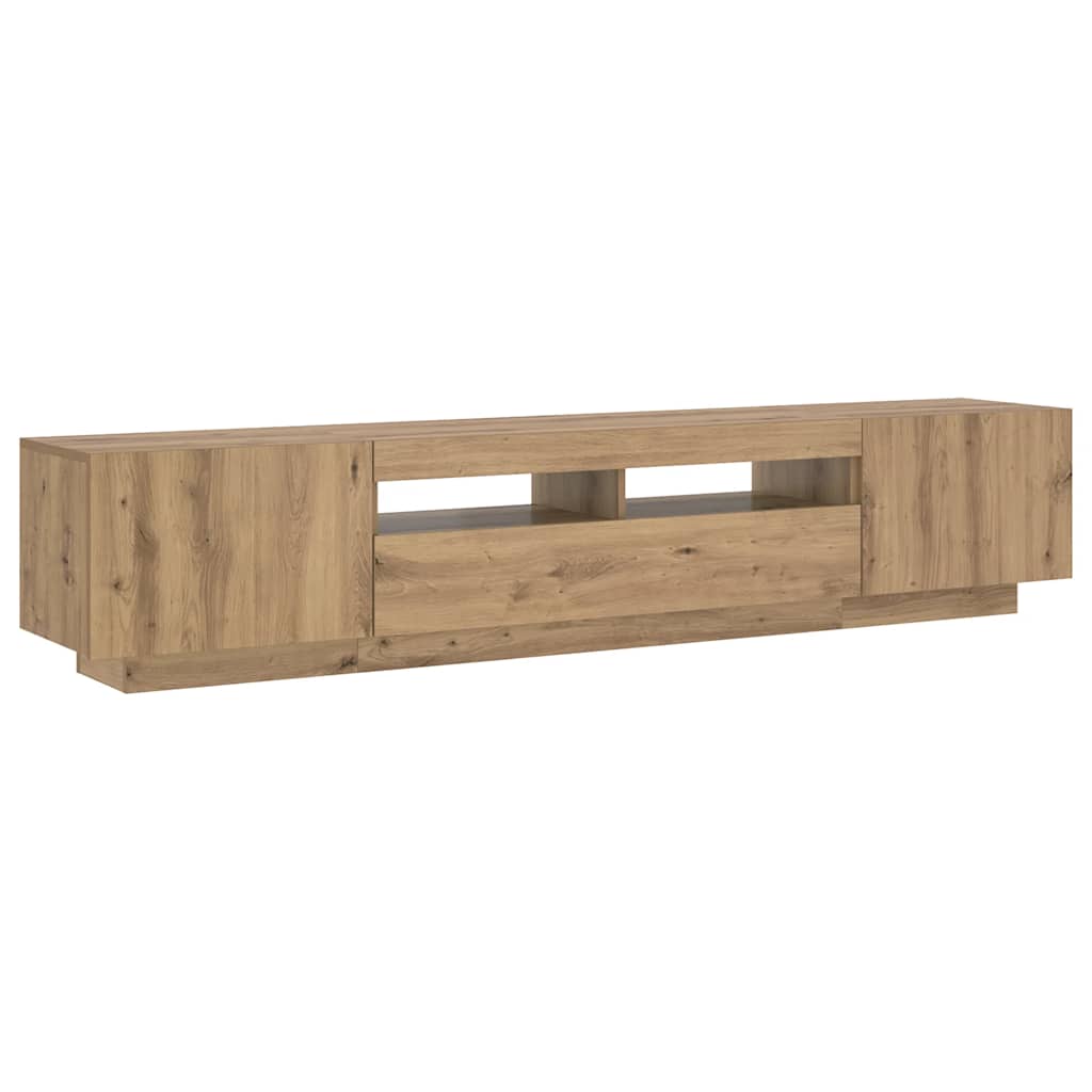 vidaXL Szafka pod TV z oświetleniem LED, dąb artisan, 200x35x40 cm