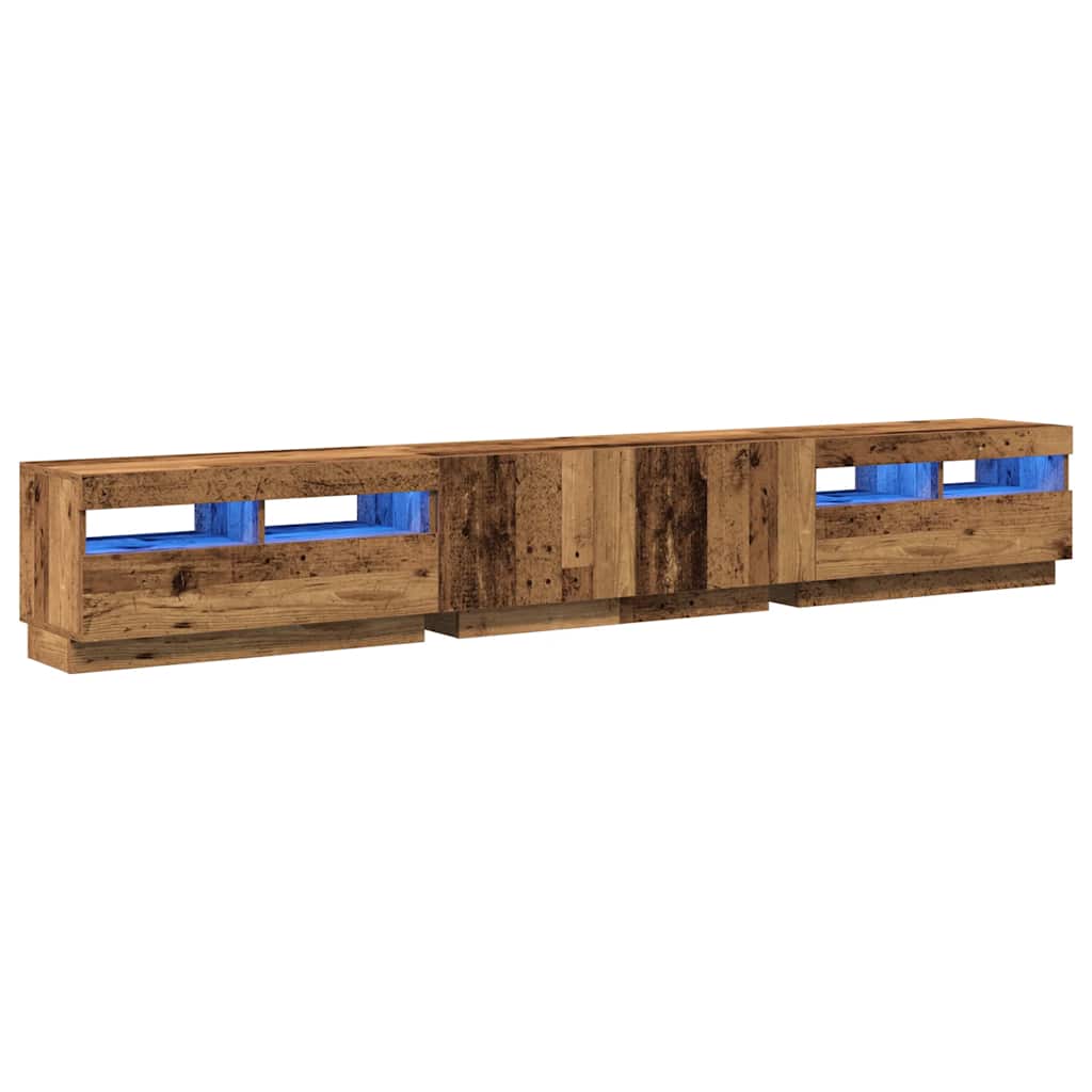 vidaXL Szafka pod TV z oświetleniem LED, stare drewno, 260x35x40 cm