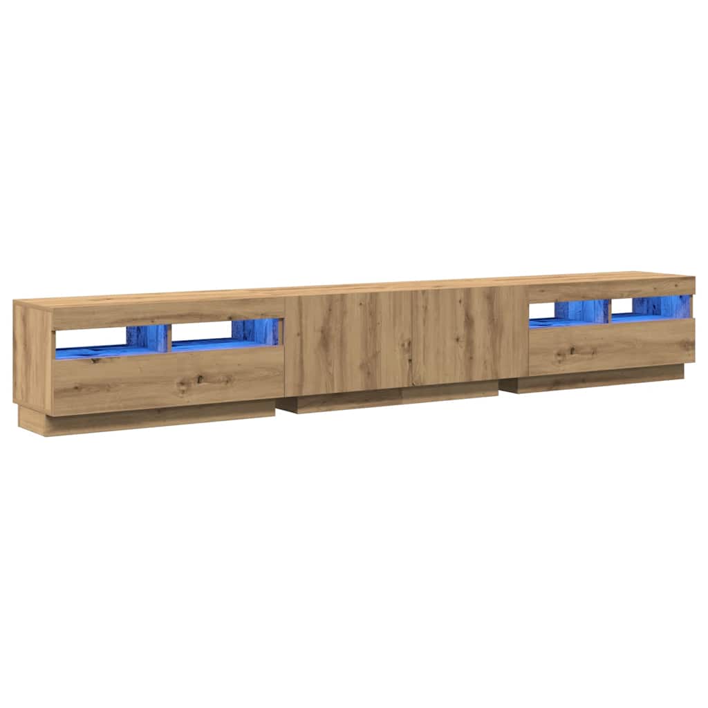 vidaXL Szafka pod TV z oświetleniem LED, dąb artisan, 260x35x40 cm