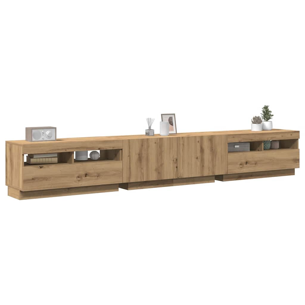 vidaXL Szafka pod TV z oświetleniem LED, dąb artisan, 260x35x40 cm