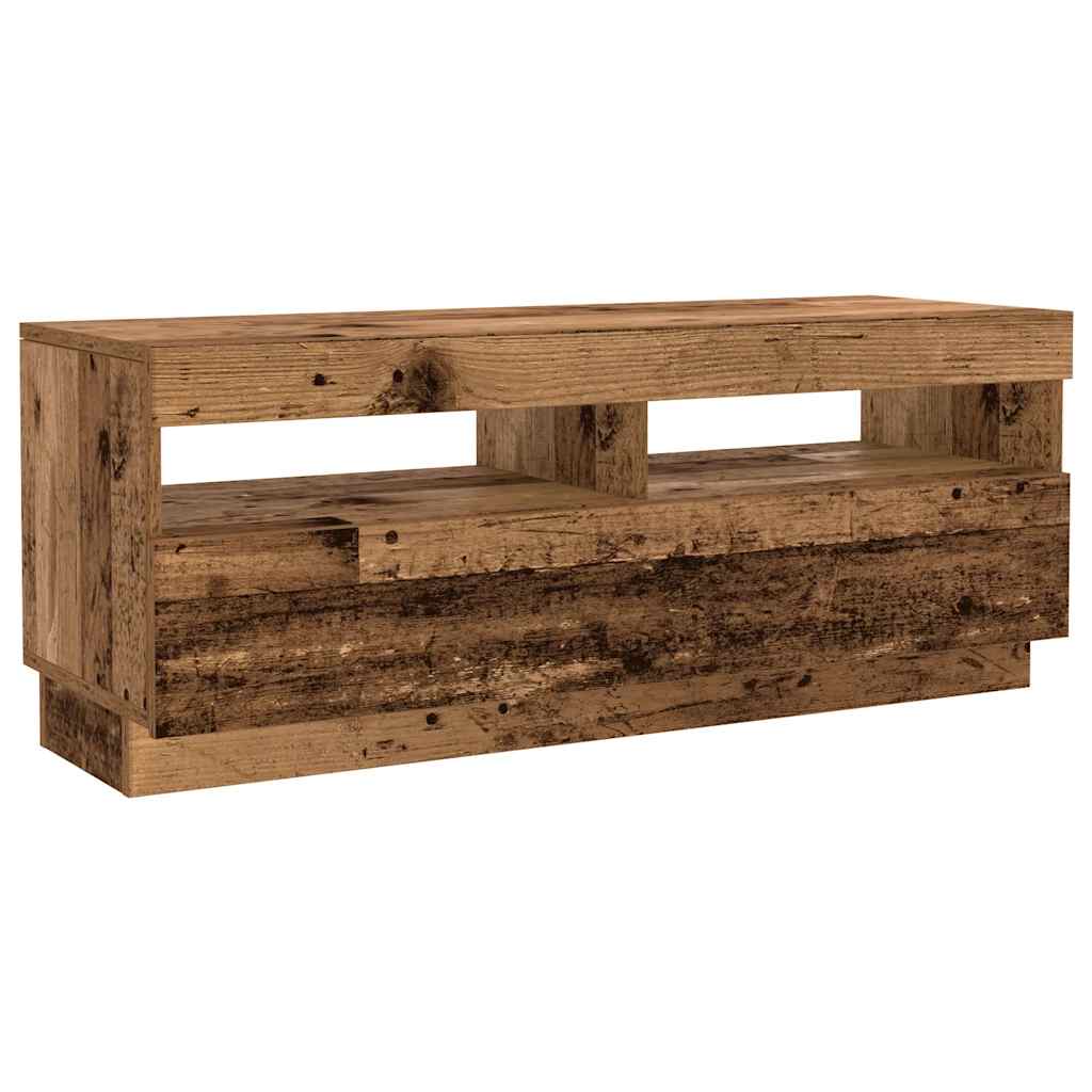 vidaXL Szafka pod TV z oświetleniem LED, stare drewno, 300x35x40 cm