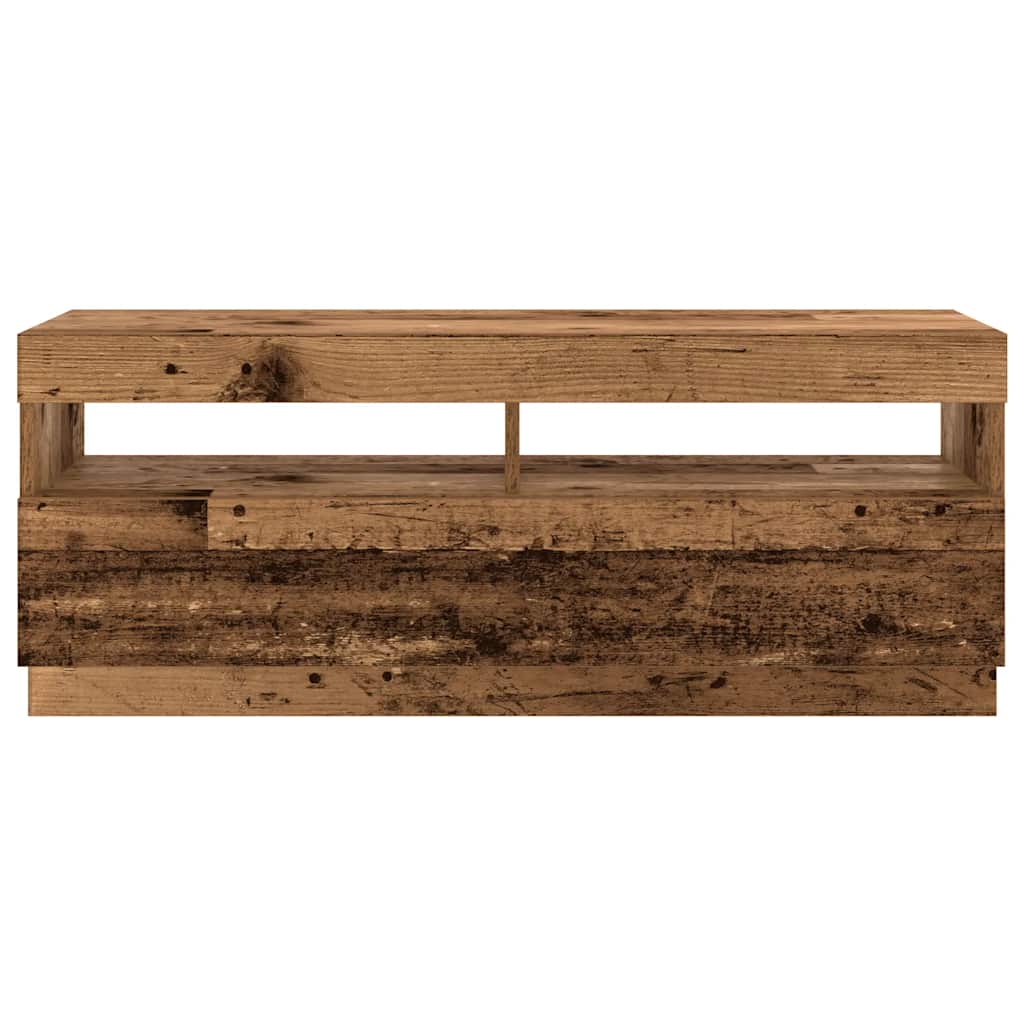 vidaXL Szafka pod TV z oświetleniem LED, stare drewno, 300x35x40 cm