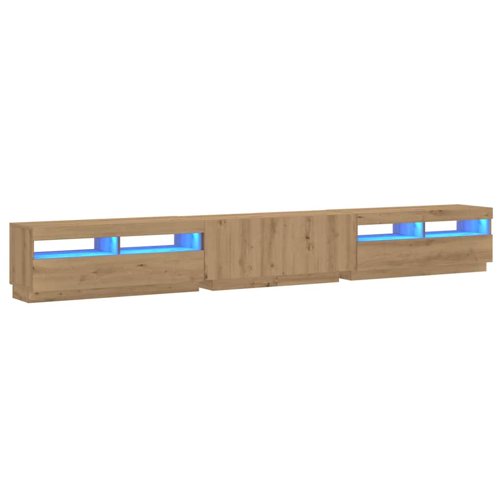 vidaXL Szafka pod TV z oświetleniem LED, dąb artisan, 300x35x40 cm