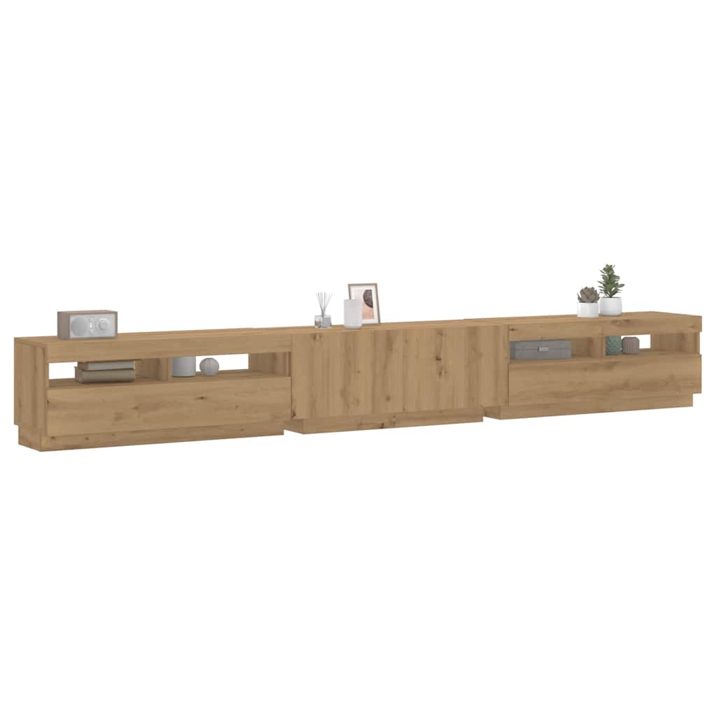 vidaXL Szafka pod TV z oświetleniem LED, dąb artisan, 300x35x40 cm