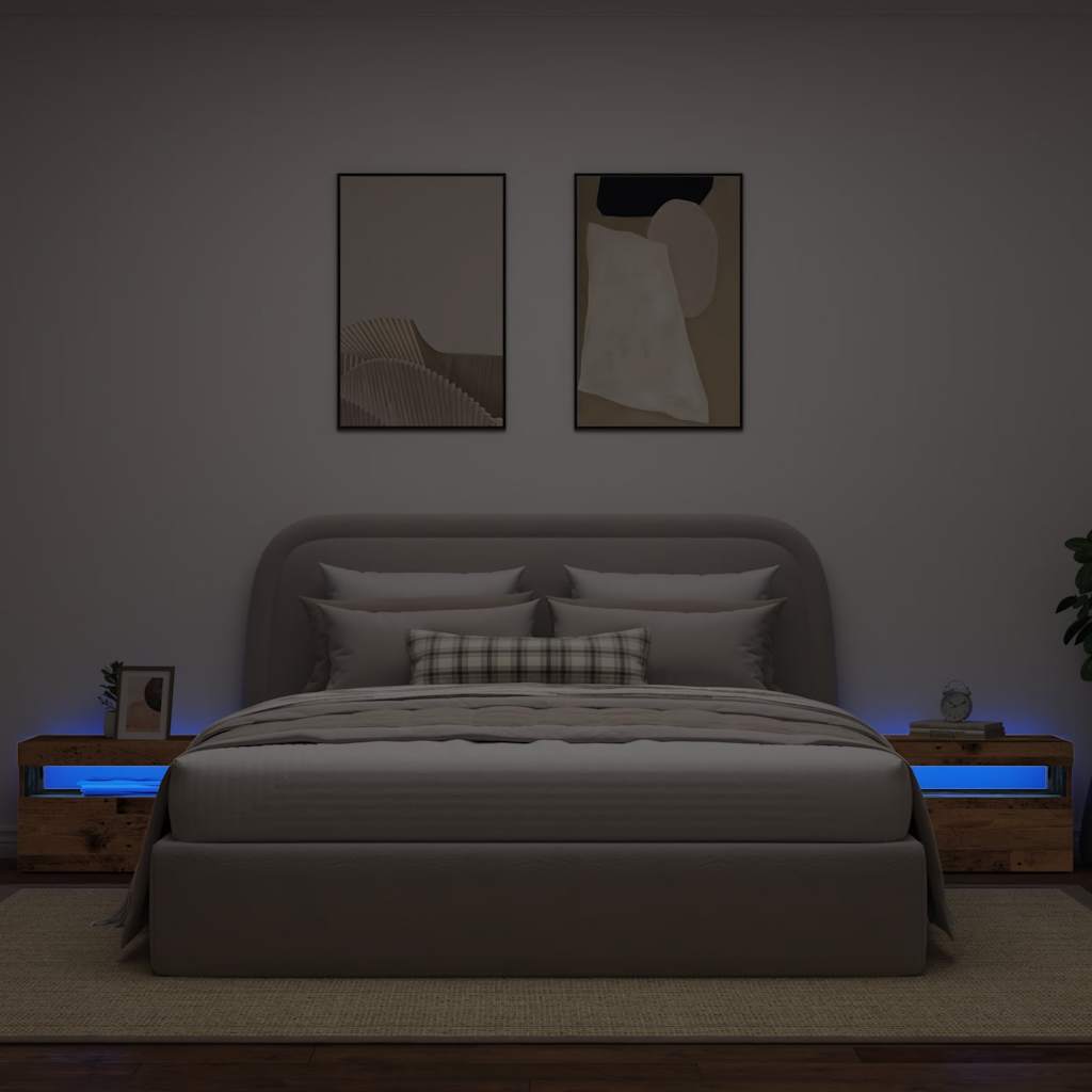 vidaXL Szafka nocna z oświetleniem LED, stare drewno, 60x35x40 cm