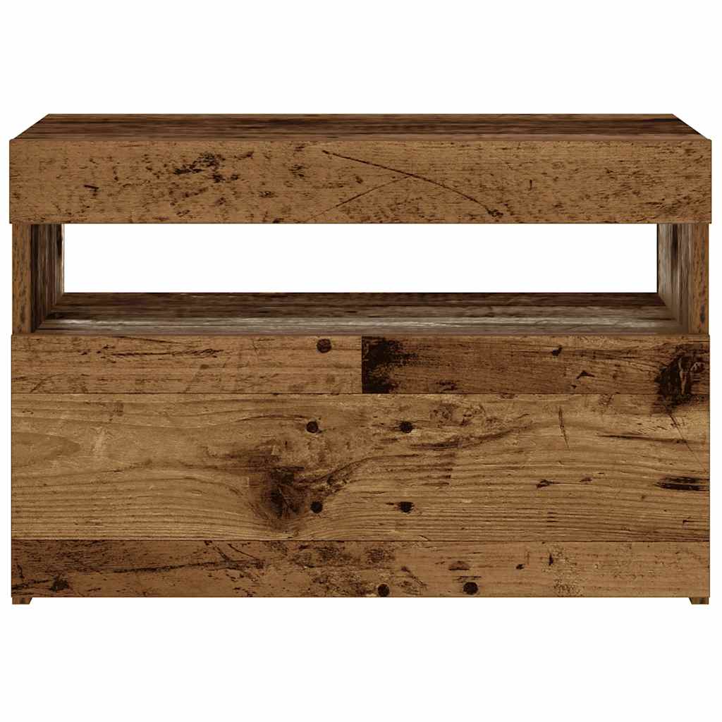 vidaXL Szafka nocna z oświetleniem LED, stare drewno, 60x35x40 cm