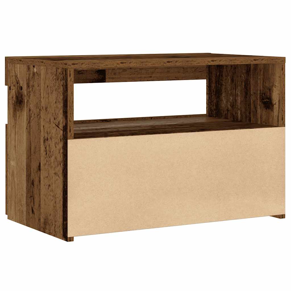 vidaXL Szafka nocna z oświetleniem LED, stare drewno, 60x35x40 cm