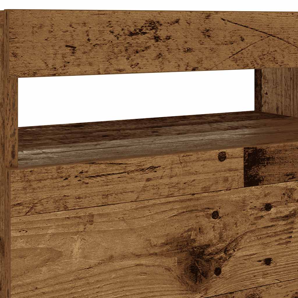 vidaXL Szafka nocna z oświetleniem LED, stare drewno, 60x35x40 cm
