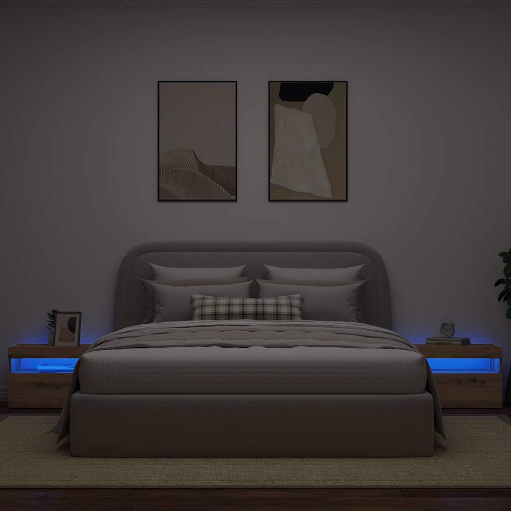 vidaXL Szafka nocna z oświetleniem LED, dąb artisan, 60x35x40 cm